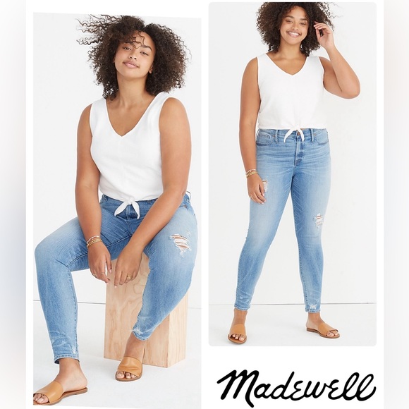 Madewell 9" High-Rise Skinny Jeans: Destructed-Hem Edition Size 32 - Picture 1 of 13